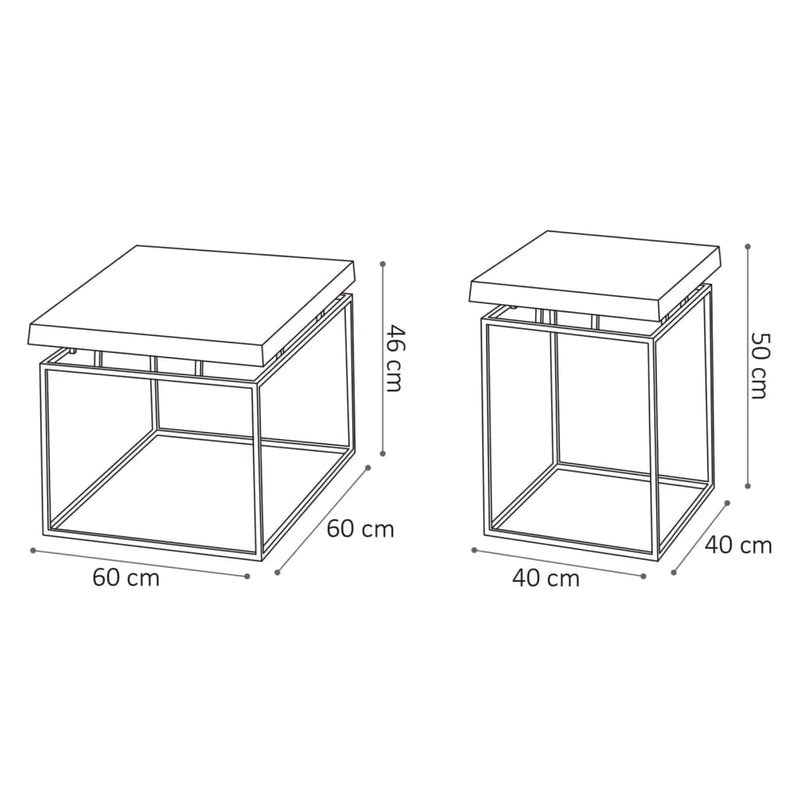 Rousseau 2-tlg. Couchtisch-Set Aron Metal Grau und Rostbraun