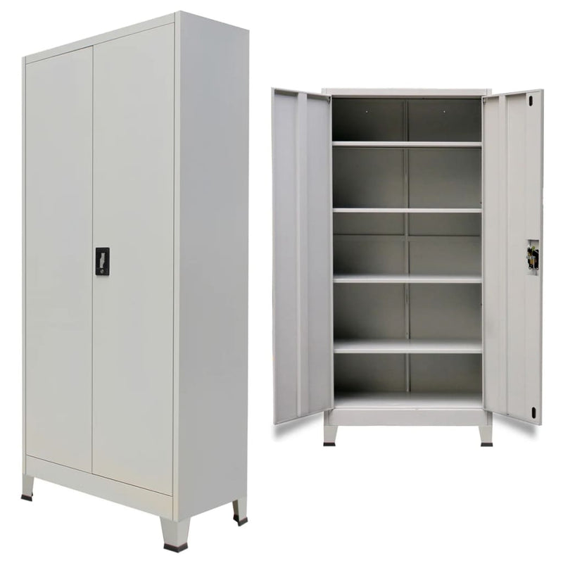 Büroschrank mit 2 Türen Stahl 90x40x180 cm Grau