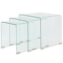 Dreiteiliges Satztisch-Set Aus Gehärtetem Glas