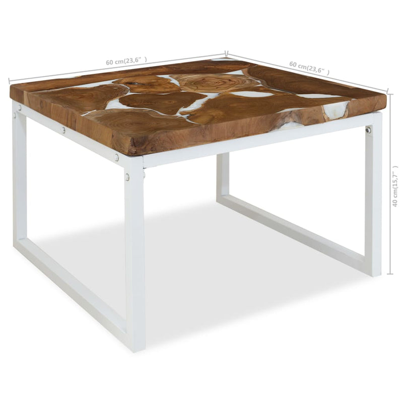 Couchtisch Teak Harz 60x60x40 cm