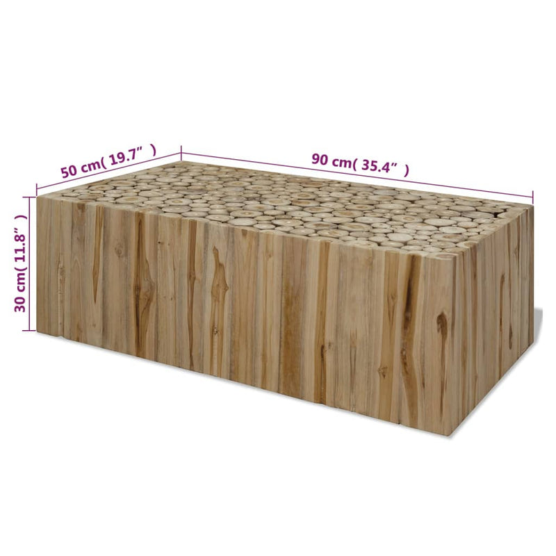 Couchtisch Echtes Teakholz 90x50x30 cm