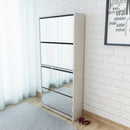 Schuhschrank Mit Spiegel 4 Fächer 63X17X134 Cm