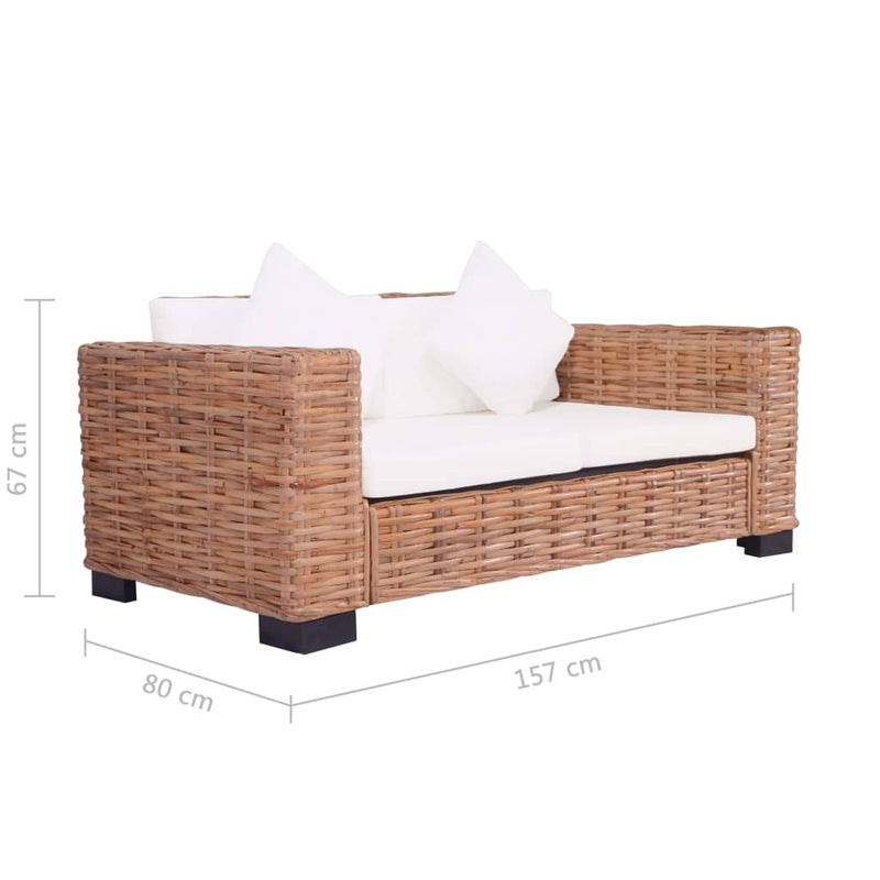 2-Sitzer-Sofa Natürliches Rattan