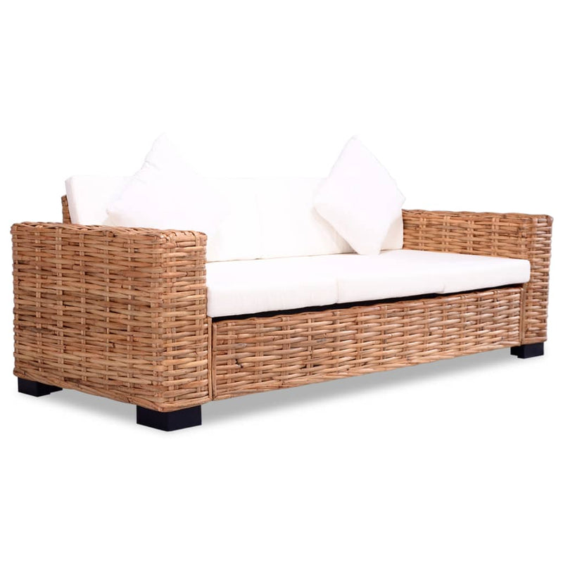 3-Sitzer-Sofa Natürliches Rattan