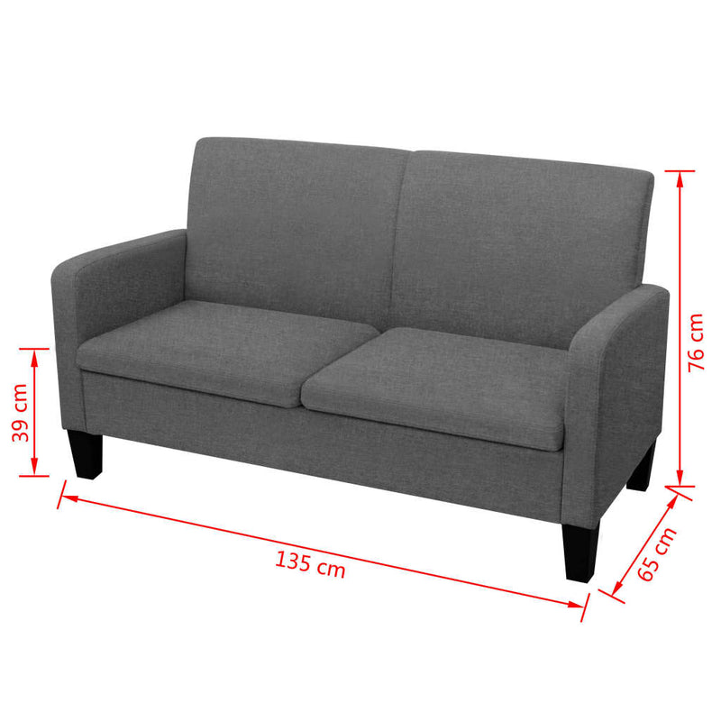 2-Sitzersofa 135 x 65 x76 cm Dunkelgrau