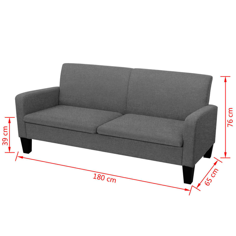 3-Sitzersofa 180 x 65 x 76 cm Dunkelgrau