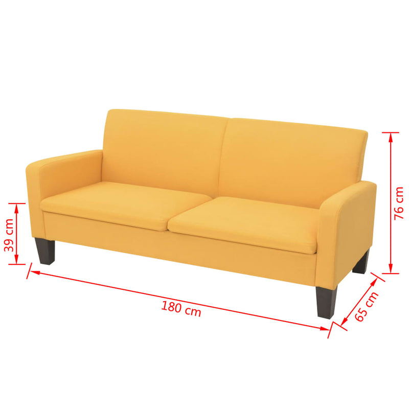 3-Sitzersofa 180 x 65 x76 cm Gelb