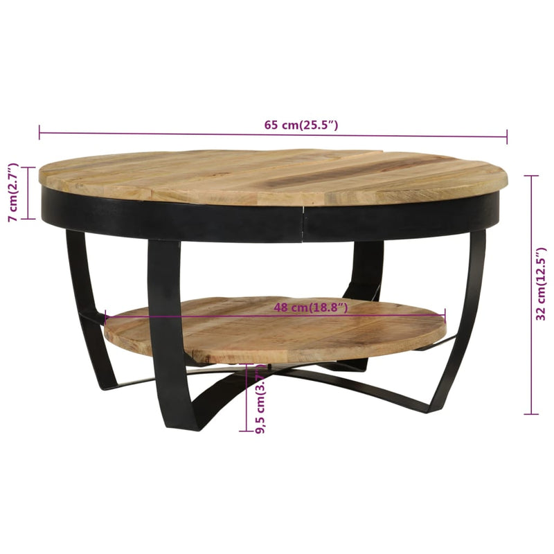 Couchtisch Raues Massives Mangoholz 65x32 cm