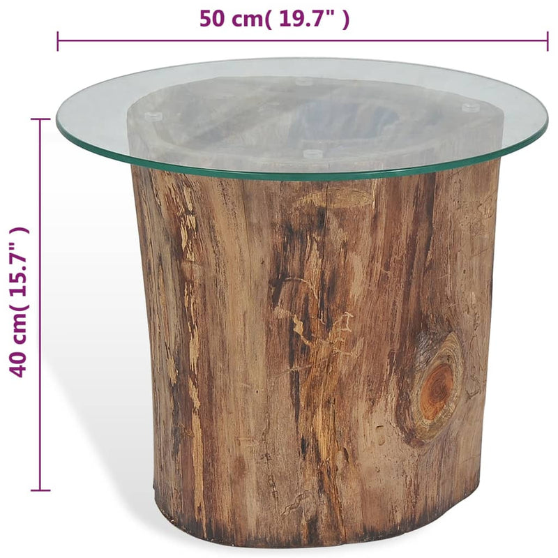 Couchtisch Teak Glas 50x40 cm