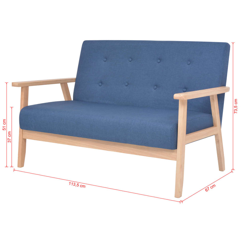 2-Sitzer-Sofa Stoff Blau