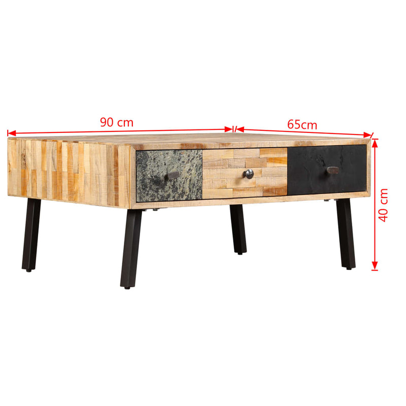 Couchtisch Recyceltes Massivholz Teak 90x65x40 cm