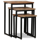 3-Tlg. Satztisch-Set Recyceltes Massivholz Teak