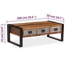 Couchtisch Mit 3 Schubladen Altholz Massiv 100X50X35 Cm