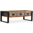 Couchtisch Mit 3 Schubladen Altholz Massiv 100X50X35 Cm