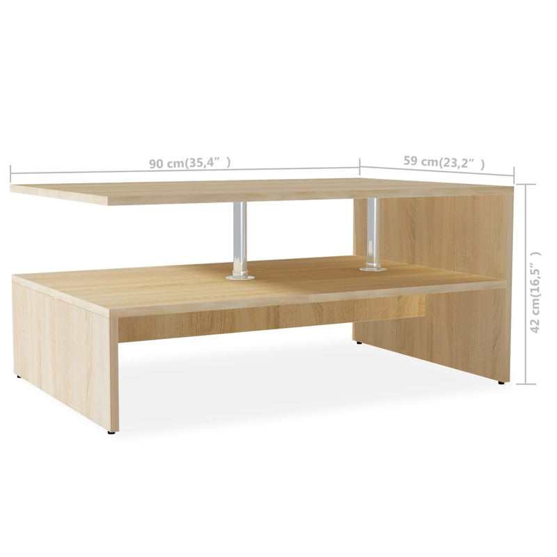 Couchtisch Holzwerkstoff 90x59x42 cm Eiche