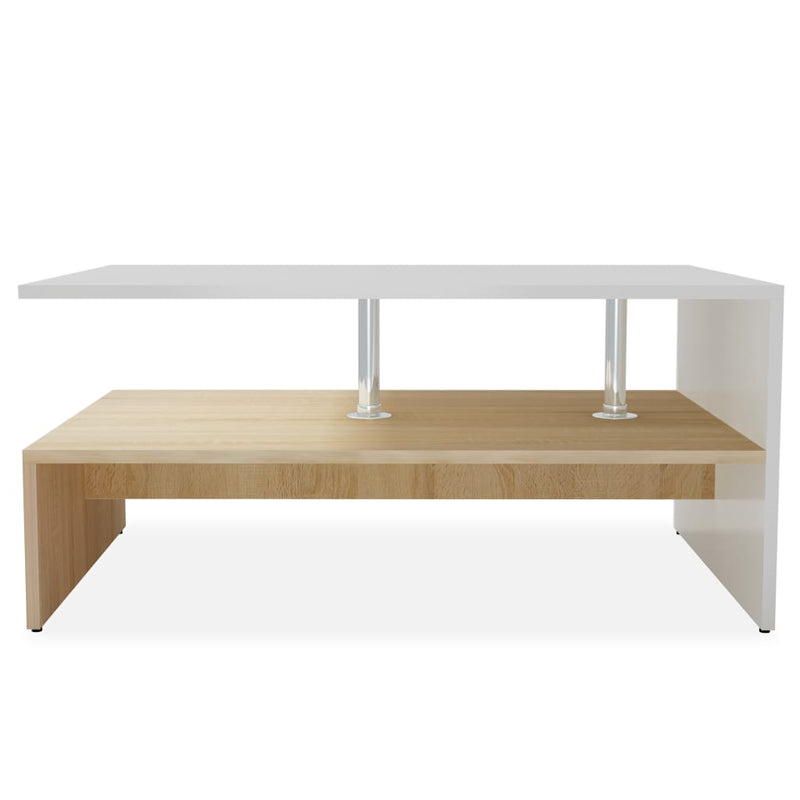 Couchtisch Holzwerkstoff 90x59x42 cm Eiche und Weiß