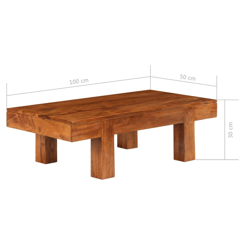 Couchtisch Massivholz mit Honigfarbenem Finish 100x50x30 cm