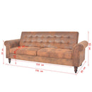 2-Sitzer Schlafsofa Mit Armlehnen Künstliches Wildleder Braun