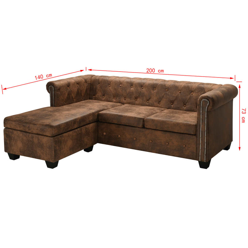 Chesterfield-Sofa L-Form Kunstwildleder