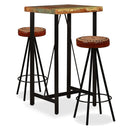 3-Tlg. Bar-Set Altholz Massiv, Echtleder Und Canvas