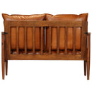 2-Sitzer-Sofa Echtleder Akazienholz