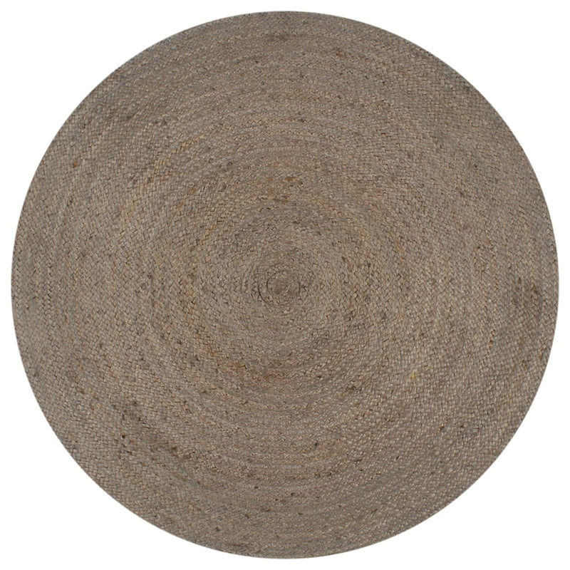 vidaXL Teppich Handgefertigt Jute Rund 90 cm Grau