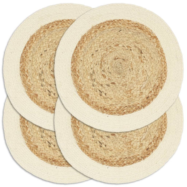 Tischsets 4 Stk. Natur 38 cm Rund Jute und Baumwolle