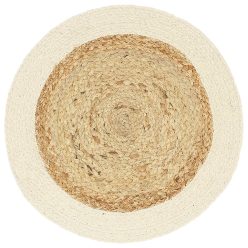 Tischsets 4 Stk. Natur 38 cm Rund Jute und Baumwolle