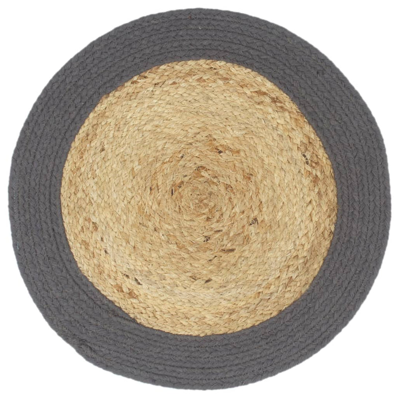 Tischsets 4 Stk. Natur und Anthrazit 38 cm Jute und Baumwolle