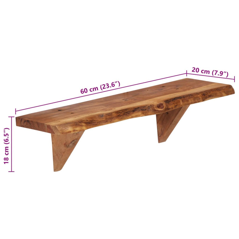 Wandregale 2 Stk. 60 x 20 x 18 cm Massivholz Akazie