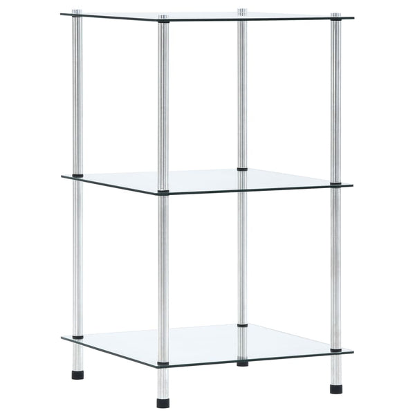 Regal mit 3 Ablagen Transparent 40x40x67 cm Hartglas