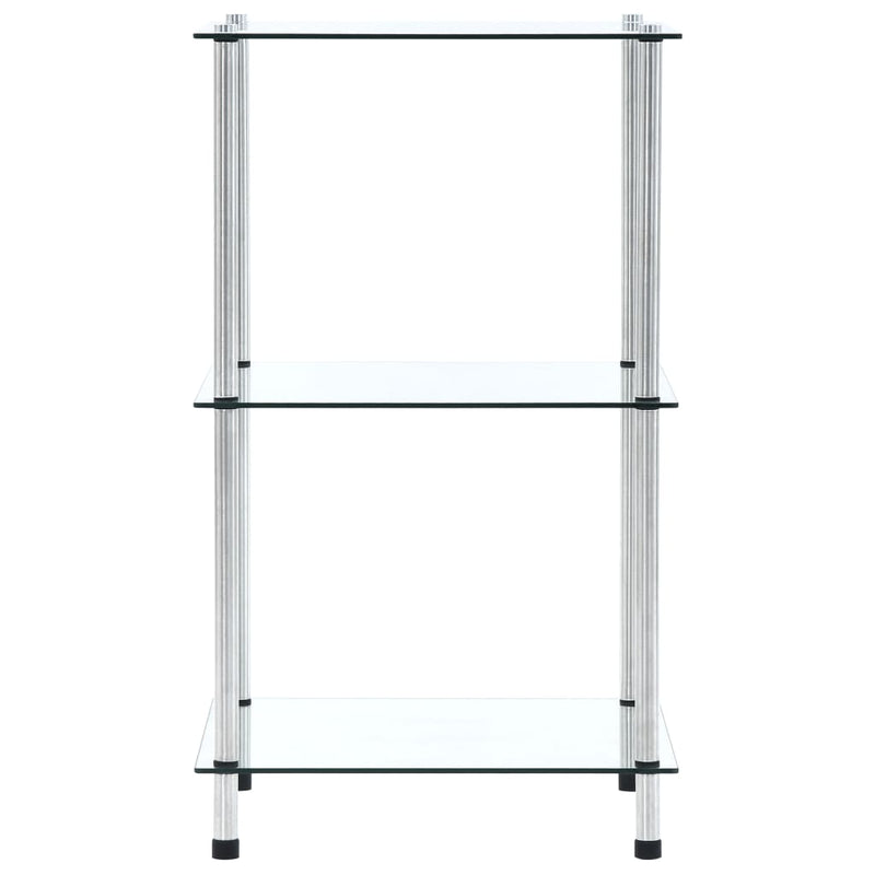 Regal mit 3 Ablagen Transparent 40x40x67 cm Hartglas