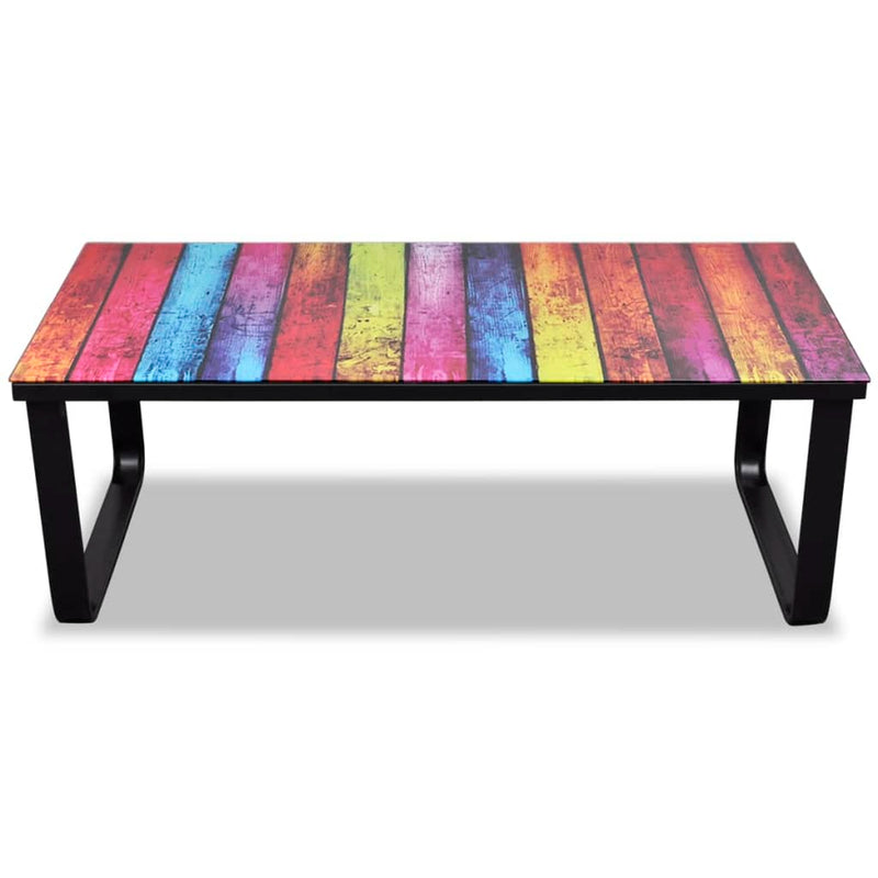 Couchtisch mit Glasplatte Regenbogen-Aufdruck