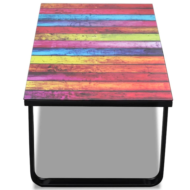 Couchtisch mit Glasplatte Regenbogen-Aufdruck