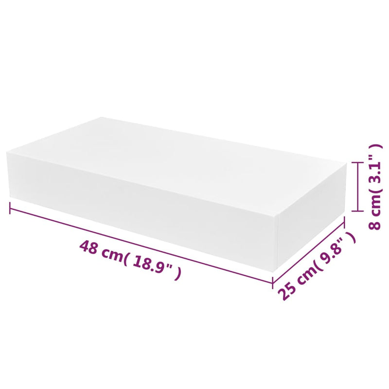 Wandregal mit Schublade MDF Weiß