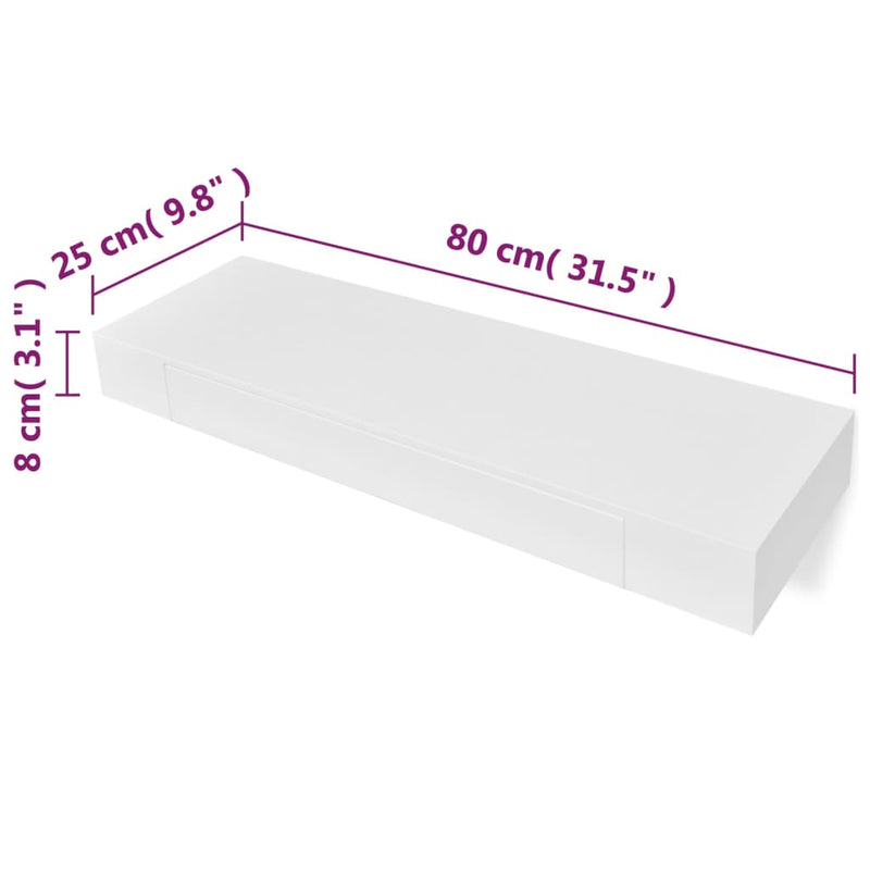 Wandregal mit Schublade MDF Weiß