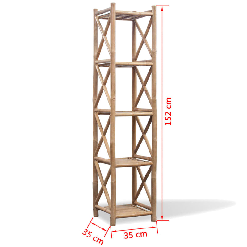 Standregal mit 5 Böden Quadratisch Bambus