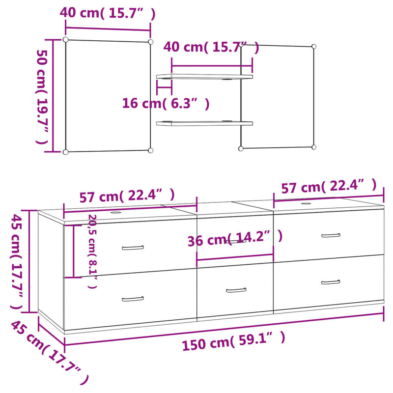 vidaXL 5-tlg. Badmöbel-Set Schwarz Holzwerkstoff