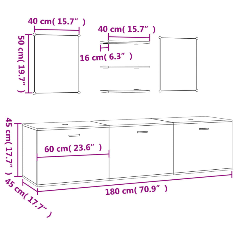 vidaXL 6-tlg. Badmöbel-Set Eichen-Optik Holzwerkstoff