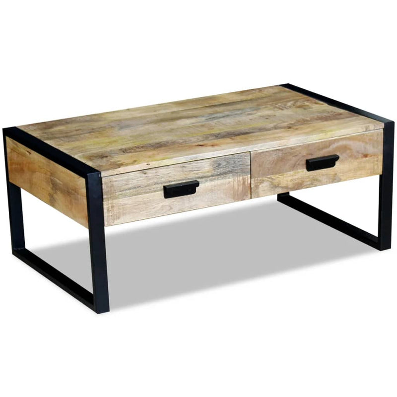 Couchtisch mit 2 Schubladen Massivholz Mango 100x60x40 cm