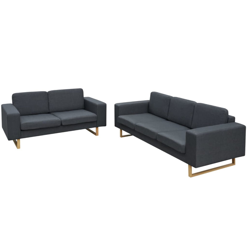 2-Sitzer und 3-Sitzer Sofa Set Dunkelgrau