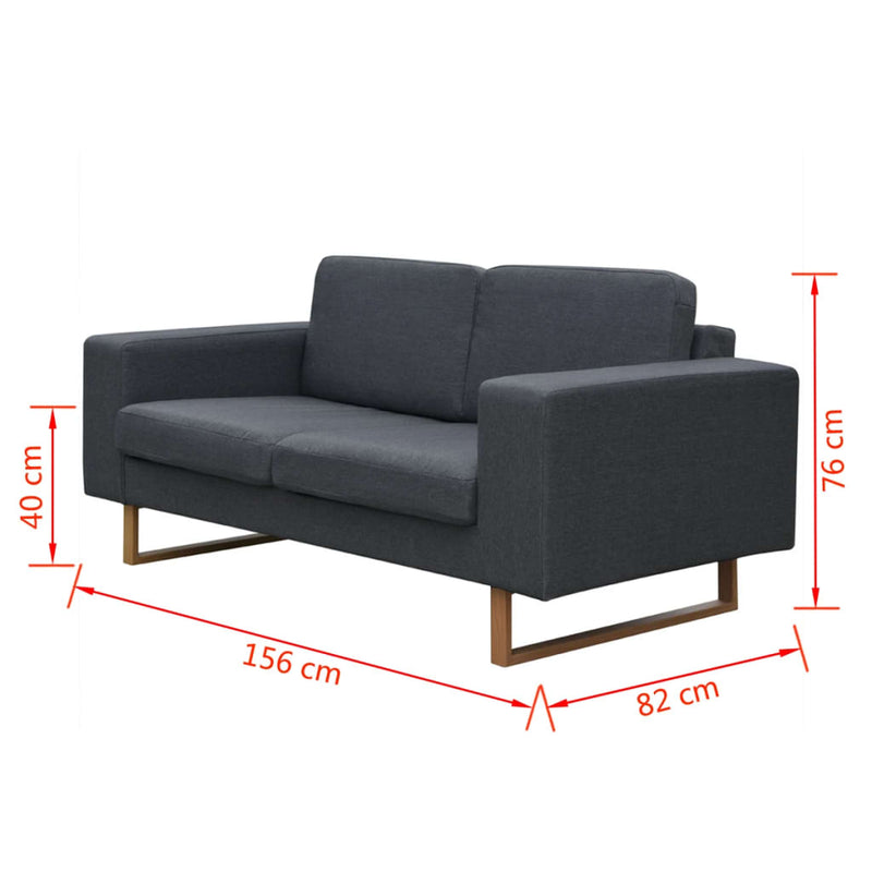 2-Sitzer und 3-Sitzer Sofa Set Dunkelgrau