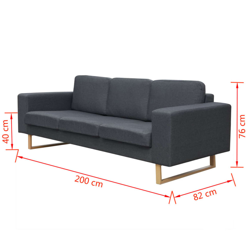 2-Sitzer und 3-Sitzer Sofa Set Dunkelgrau