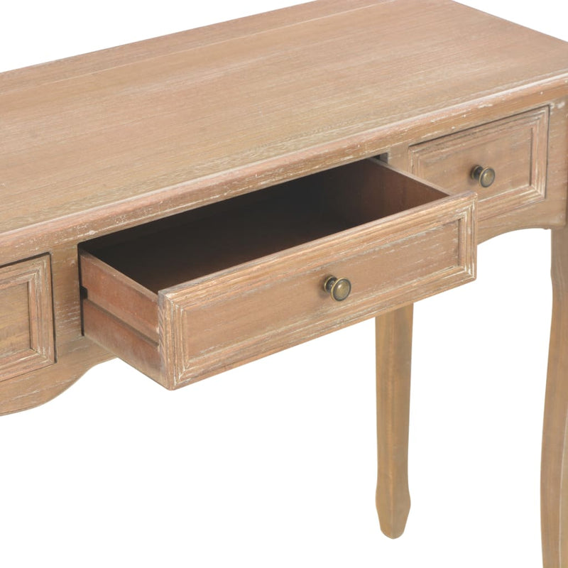 280047 vidaXL Dressing Console Table with 3 Drawers Brown