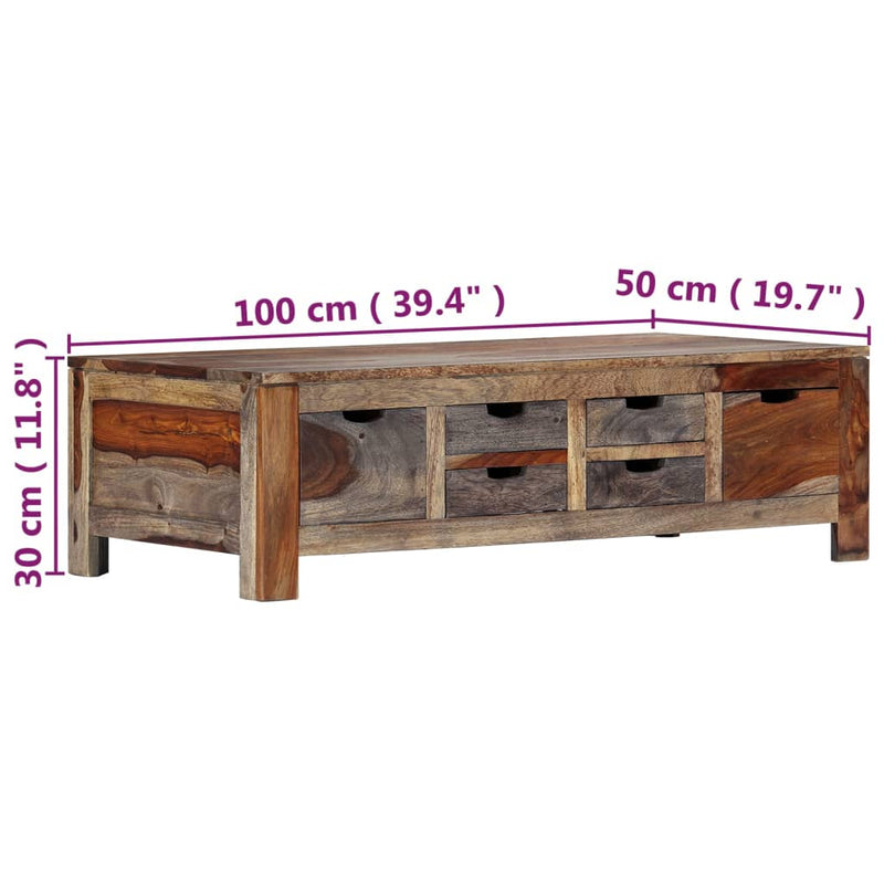 Couchtisch Grau 100x50x30 cm Massivholz