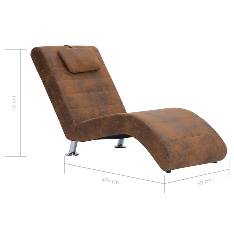 Chaiselongue Mit Kissen Wildleder-Optik