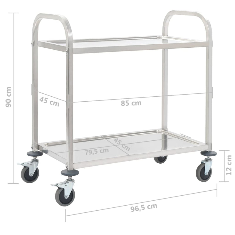 2-Stufiger Servierwagen 96,5 x 55 x 90 cm Edelstahl