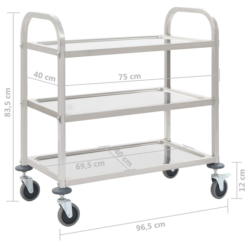 3-Stufiger Servierwagen 95x45x83,5 cm Edelstahl