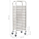 Tablettwagen Für 16 Tabletts 38X55X163 Cm Edelstahl Weiß