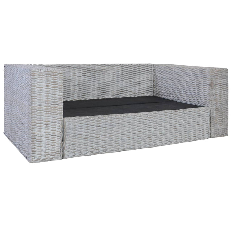 2-Sitzer-Sofa mit Kissen Grau Natürliches Rattan